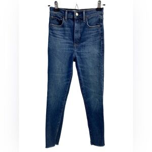 Denim Forum The Lola High Rise Skinny Crop Jeans Raw Hem Aritzia Size 26
